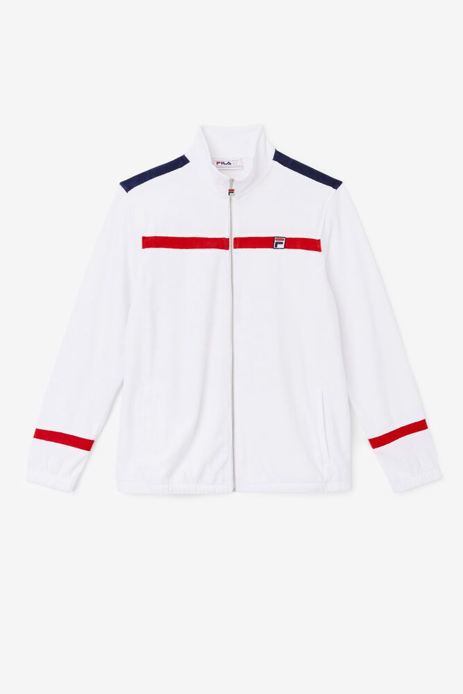 Fila Jacket Mens White - Ravid Velour - Philippines 2647510-UL